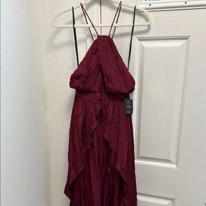 Lulus Elegant Burgundy Halter Dress